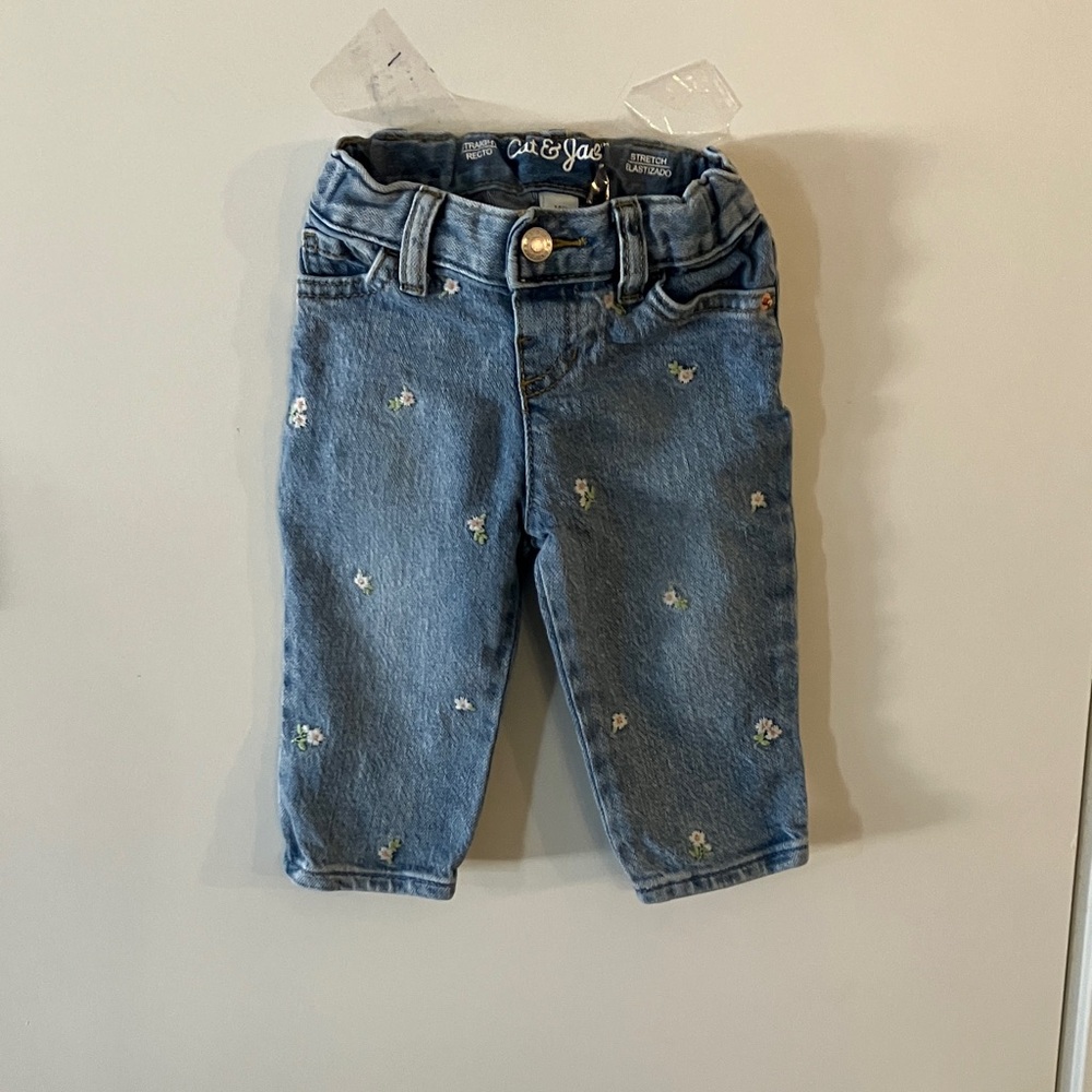 Cat & Jack Blue Kids Jeans with Floral Embroidery